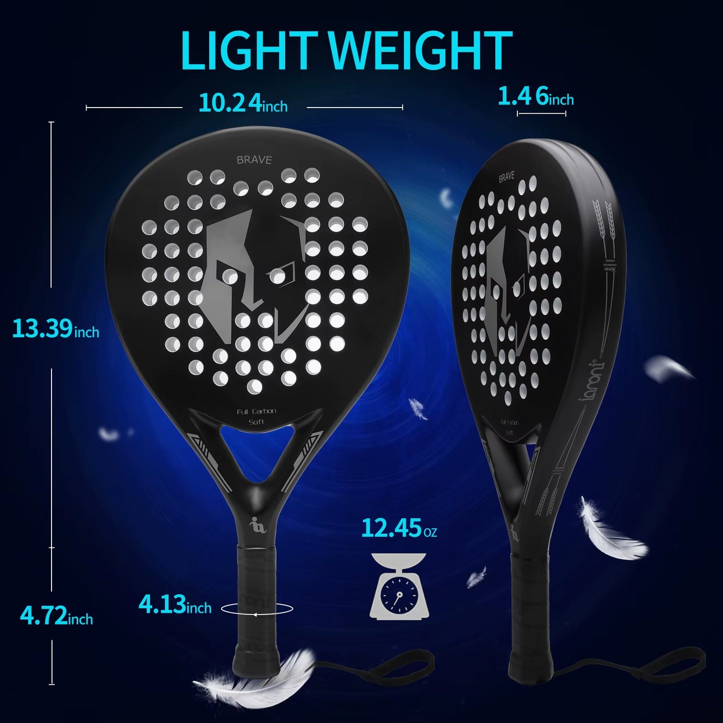 Lightweight Carbon Fiber Padel Tennis Rackets with EVA Memory Flex Foam Core - Perfect for Pop Tennis